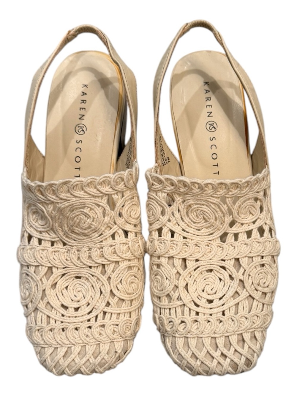 Karen Scott Cream Crochet Slip-On Flats